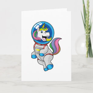 Unicorn as Astronaut in Space Card