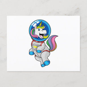 Unicorn as Astronaut in Space Postcard