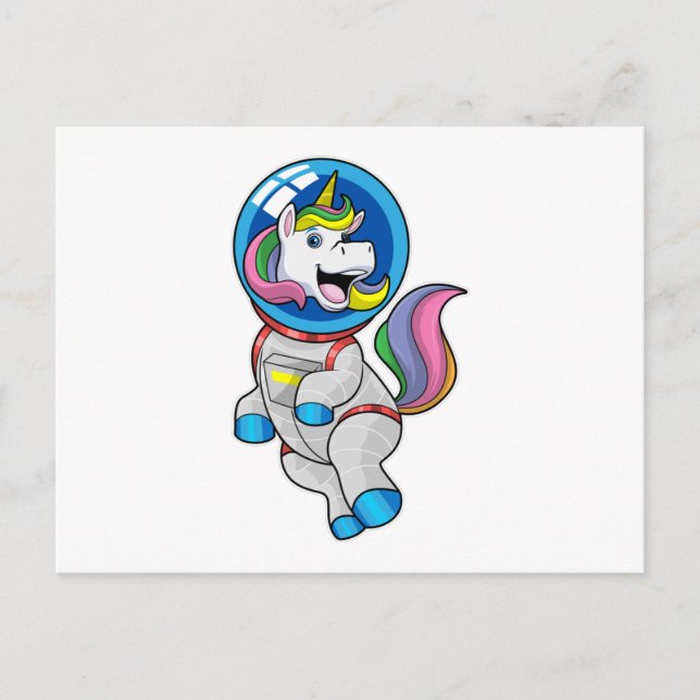 Unicorn as Astronaut in Space Postcard (Front)