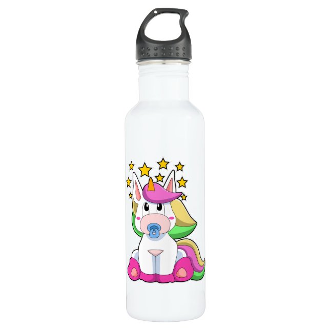 Unicorn as Baby with Pacifier 710 Ml Water Bottle (Front)
