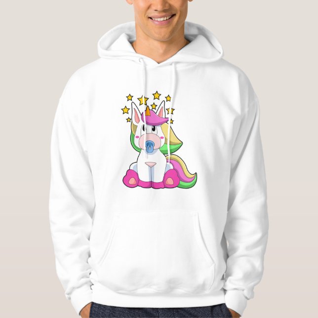 Unicorn as Baby with Pacifier Hoodie (Front)