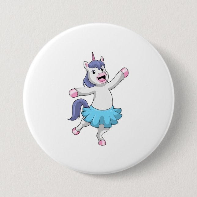 Unicorn as Ballerina at Ballet 3 Inch Round Button (Front)