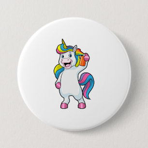 Unicorn as Hairdresser with Hairspray 3 Inch Round Button