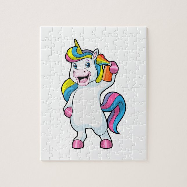 Unicorn as Hairdresser with Hairspray Jigsaw Puzzle (Vertical)