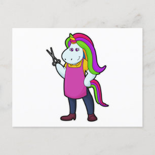 Unicorn as Hairdresser with Scissors Postcard