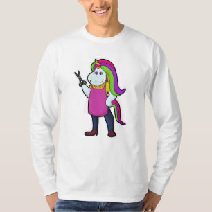 Unicorn as Hairdresser with Scissors T-Shirt