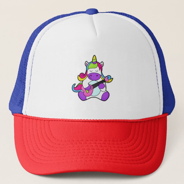 Unicorn as Musician with Guitar Trucker Hat (Front)
