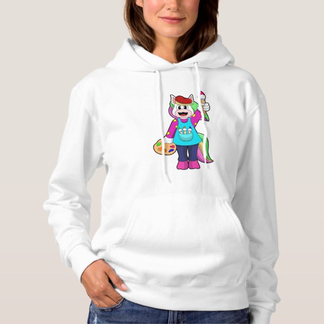 Unicorn as Painter Hoodie (Front)