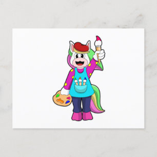 Unicorn as Painter Postcard