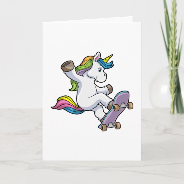 Unicorn as Skater with Skateboard Card (Front)
