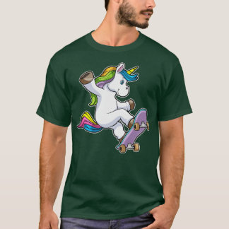 Unicorn as Skater with Skateboard T-Shirt
