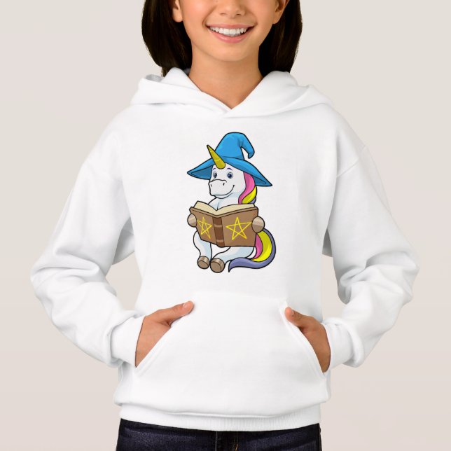 Unicorn as Wizard with Book & Hat (Front)