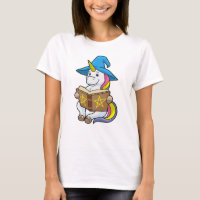 Unicorn as Wizard with Book & Hat