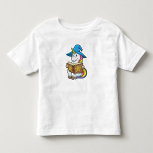 Unicorn as Wizard with Book & Hat Toddler T-shirt