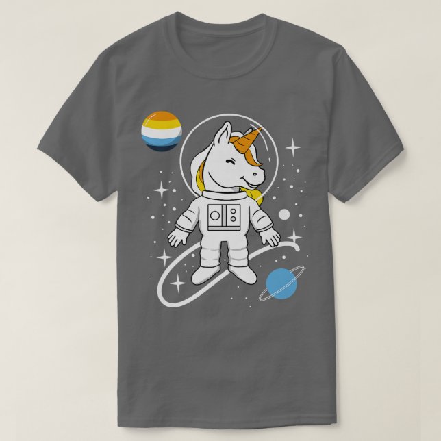 Unicorn Astronaut Aroace Pride  T-Shirt (Design Front)