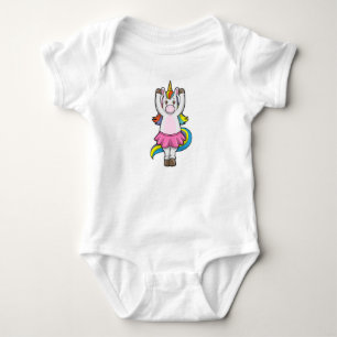 Unicorn at Ballet Dance with Skirt Baby Bodysuit