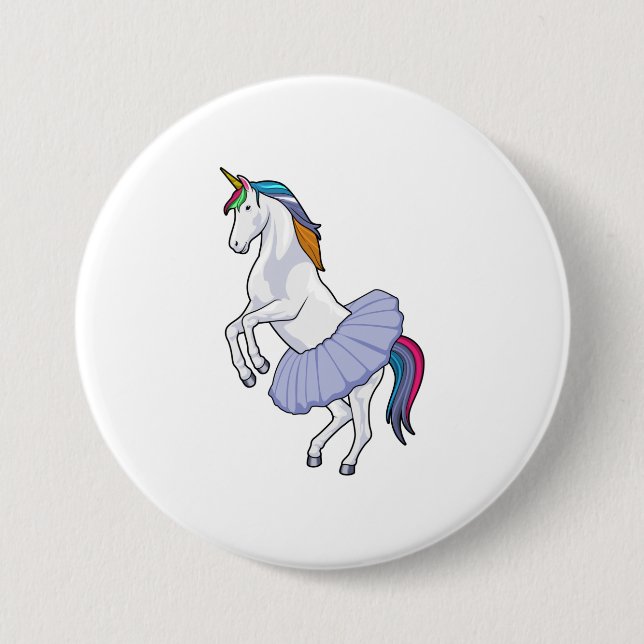 Unicorn at Ballet with Skirt 3 Inch Round Button (Front)