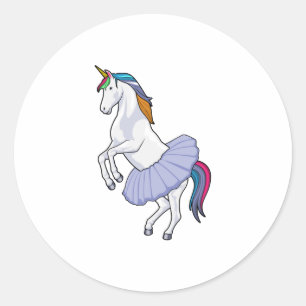 Unicorn at Ballet with Skirt Classic Round Sticker
