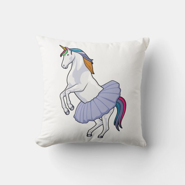 Unicorn at Ballet with Skirt Throw Pillow (Front)