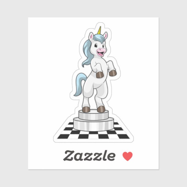 Unicorn at Chess as Chess piece Knight (Sheet)