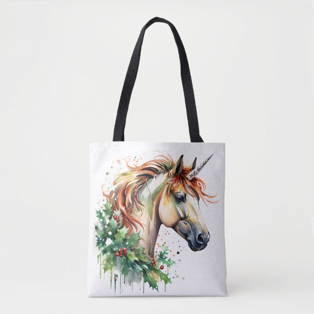 Unicorn at Christmas Tote Bag (Front)