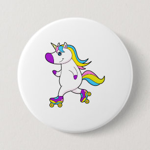 Unicorn at Inline skating with Roller skates 3 Inch Round Button