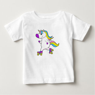 Unicorn at Inline skating with Roller skates Baby T-Shirt