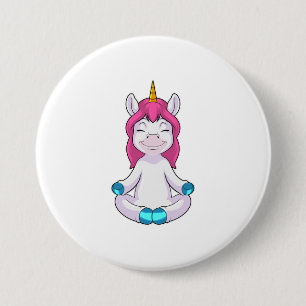 Unicorn at Meditate in Sitting 3 Inch Round Button