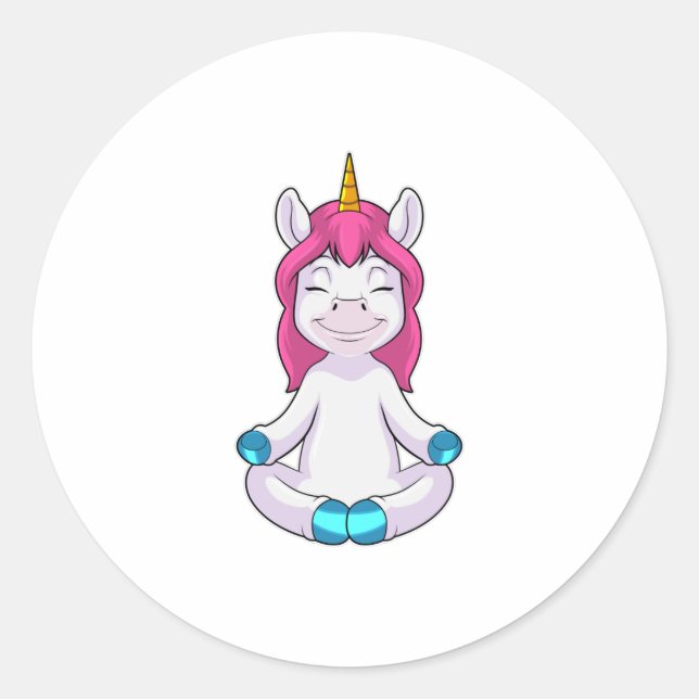 Unicorn at Meditate in Sitting Classic Round Sticker (Front)