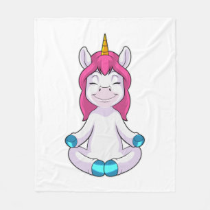 Unicorn at Meditate in Sitting Fleece Blanket
