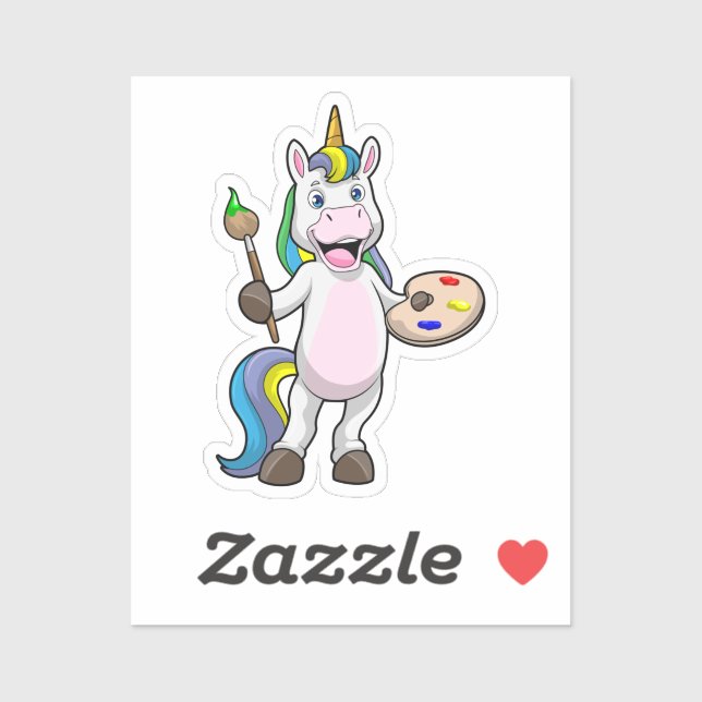 Unicorn at Painting with Brush & Colour (Sheet)