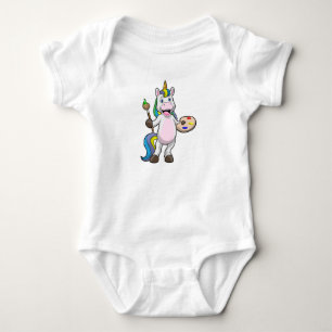 Unicorn at Painting with Brush & Colour Baby Bodysuit