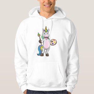 Unicorn at Painting with Brush & Colour Hoodie