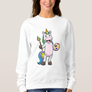 Unicorn at Painting with Brush & Colour Sweatshirt