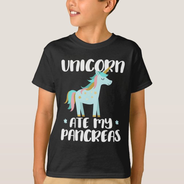 Unicorn Ate My Pancreas - Cute Diabetic Unicorn Wa T-Shirt (Front)