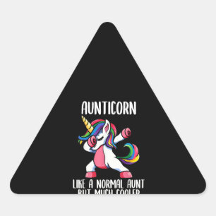 unicorn aunt girl birthday party apparel, aunticor triangle sticker