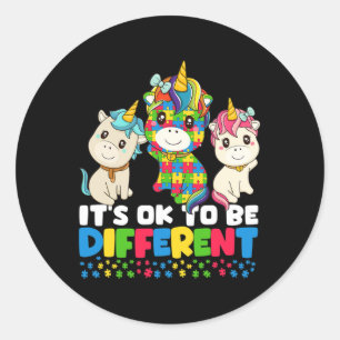 Unicorn Autism Awareness  Classic Round Sticker