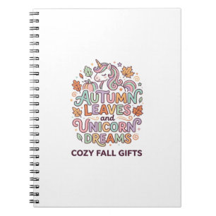 Unicorn Autumn Leaves and Unicorn Dreams Bold Typo Notebook