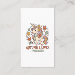 Unicorn Autumn Leaves Unicorn Graphic Design Merch Business Card
