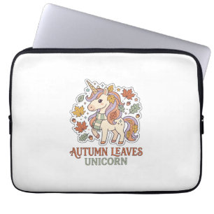 Unicorn Autumn Leaves Unicorn Graphic Design Merch Laptop Sleeve