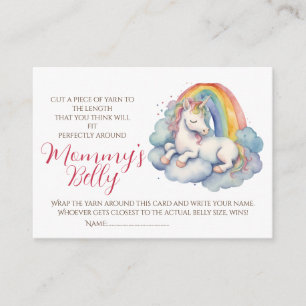 Unicorn Baby Bump Game Guess Mom's Belly Size Enclosure Card