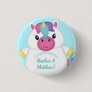 Unicorn Baby Shower 1 Inch Round Button