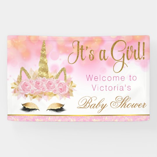 Gold Glittery Welcome Baby Banner Baby Shower Party Decoration Supplies