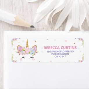 Unicorn Baby Shower Birthday Party Return Address