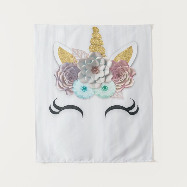 Unicorn Baby Shower, Birthday, Room Decor Backdrop Tapestry (Front)