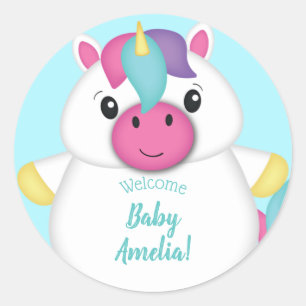 Unicorn Baby Shower Classic Round Sticker