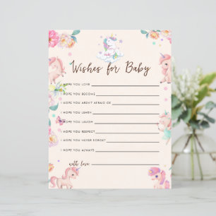 Unicorn Baby Shower Game Wishes for Baby