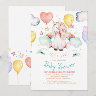 Unicorn Baby Shower Invitation It's a Girl