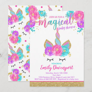 Unicorn Baby Shower Invitation Magical Baby Shower