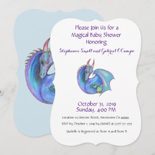 Unicorn Baby Shower Invitation Rainbow Custom Pink